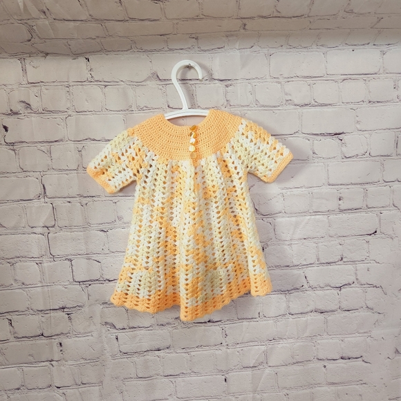 Vintage Other - Vintage Handmade Baby Girl Cottagecore Sweater Dress Knit Boho Classic 80s 90s